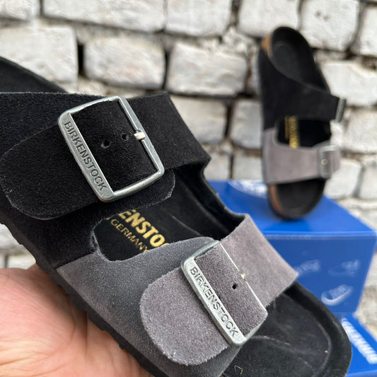 Birkenstock Arizona Slides (Black-Grey)
